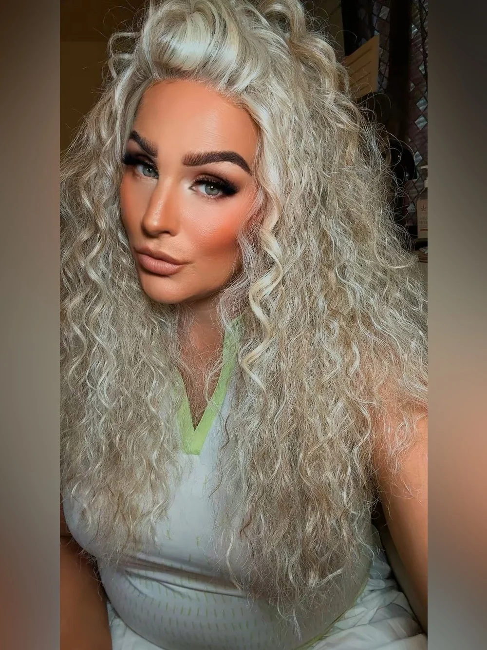 Platinum Blonde Curly Women's Wig - Voluminous Texture